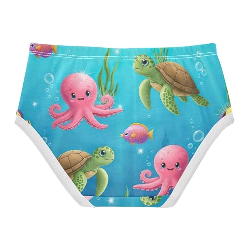 Cotton Girls Underwear Toddlers Cute Cartoon Octopus Turtles Sea Panties for Girl Aesthetic Briefs Kids Undies 2t2