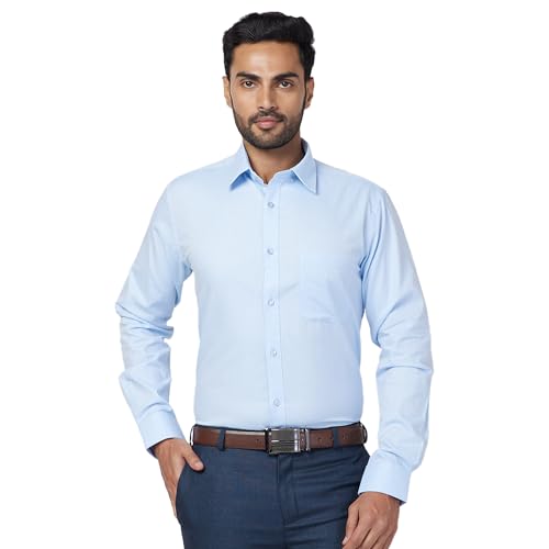 Image of Raymond Men Cotton Slim Fit Structure Pattern Semi Cut Away Collar Formal Shirt