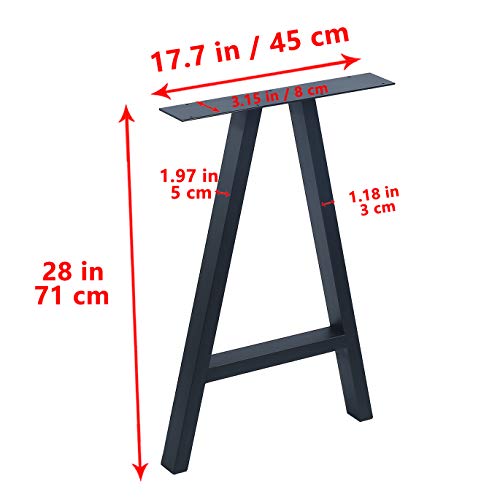 Image of MBQQ 2 Pcs Rustic Decory Metal Desk & Dining Table Legs - Heavy Duty Industrial Modern A Shape Iron Bench Legs (H28'xW17.7')