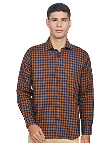 Image of Amazon Brand - Symbol Men's Regular Fit Shirt (SY-AW21-FS-413 Navy&Beige 38)