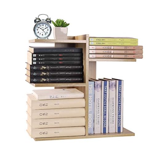 YCOCO Desktop Shelf Bookshelf,Wood Countertop Bookcase Storage Display Rack,Office Supplies Desk Organizer,Desk Organizer Literature Photo Display Rack,Light Brown