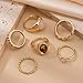 14K Gold Plated Stackable Knuckle Rings Set for Women Trendy Chunky Simulation Gemstone Signet Rings Dainty Midi Finger Rings Pack Aesthetic Statement Jewelry for Bridesmaid Wedding Gifts (6 Pcs Gold)