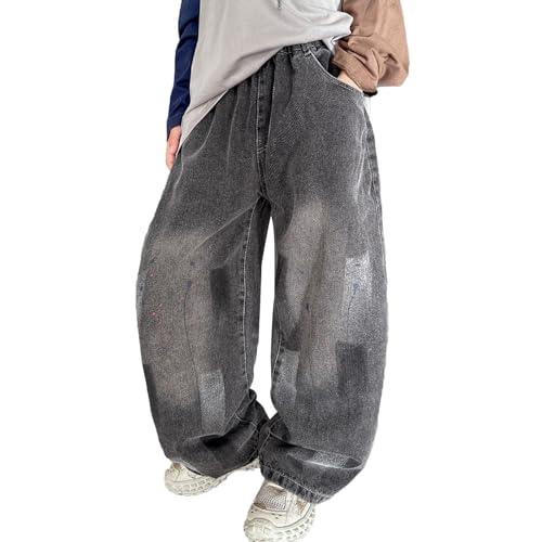 Jean garçon coupe baggy avec poches cargo et ceinture élastique souple
