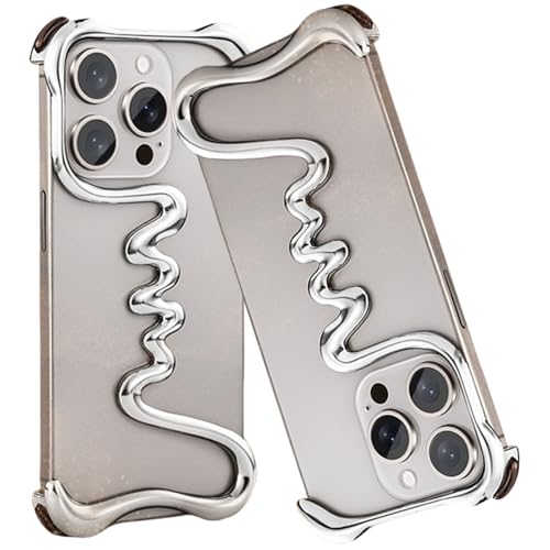 Funda de metal para iPhone 16 Pro Max carcasa plateada sin marco de aluminio