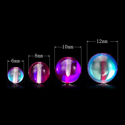 Rubyca Round Moonstone Crystal Glass Beads Aura Iridescent For Jewelry Making (1 Strand, 10Mm, Pink) #TOP4