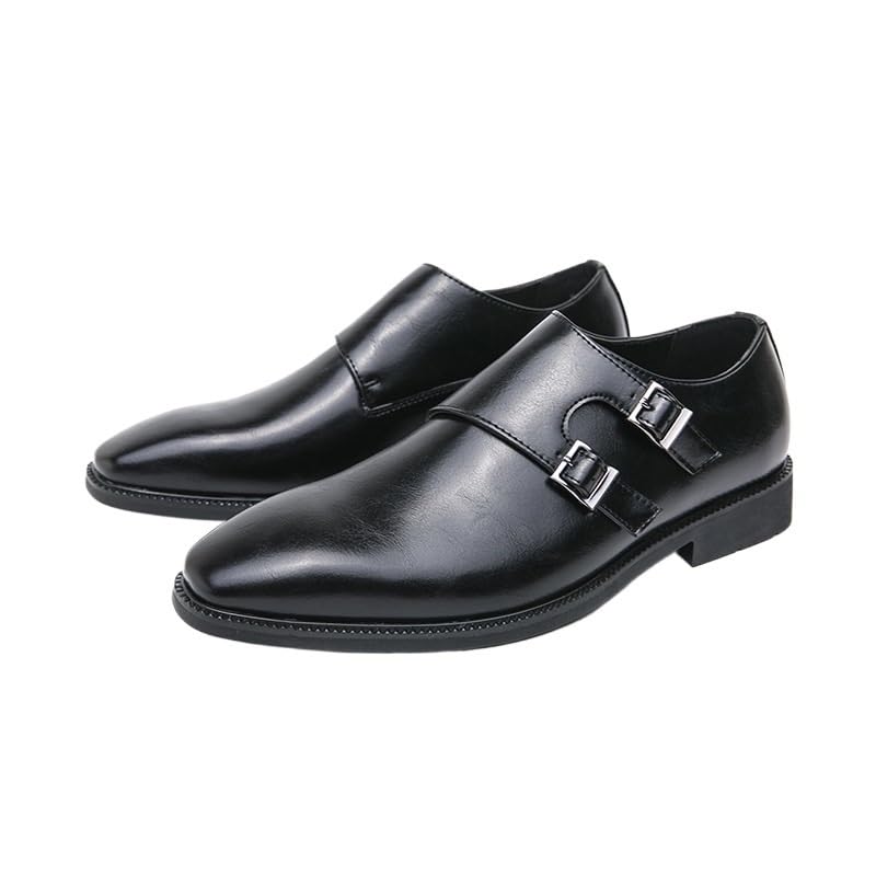 Dress Oxford Shoes for Mens Luxury Leather Outdoor Slip On Round Toe Double Monk Prom Wedding Non Slip Casual Shoe