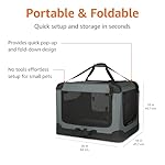Amazon Basics 4-Doors Portable Soft-Sided Folding Travel Crate Kennel for cat, Dog, and Other Small Animals, Grey, S 26" x 18" x 18" - Image 4