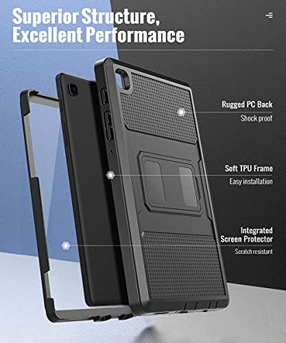 MoKo Case Fit Samsung Galaxy Tab A7 Lite 8.7-Inch 2021 (SM-T225/T220/T227), Shockproof Full Body Rugged Stand Back Cover Built-in Screen Protector Fit Galaxy Tab A7 Lite 8.7" 2021, Black