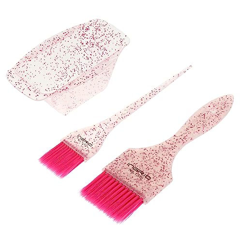 DOITOOL Haarfärbepinsel Satz Mit Mischschale Langlebiger Friseurbedarf Dünne Borsten Für Professionelle Haartönung Und Heimgebrauch Rosa