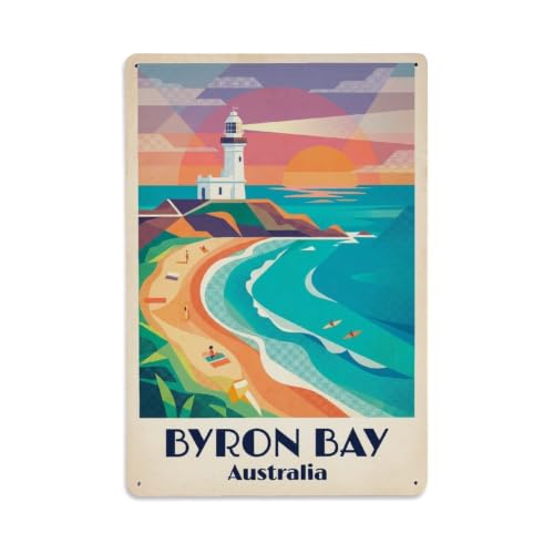 Plaque en métal vintage Australie Byron Bay