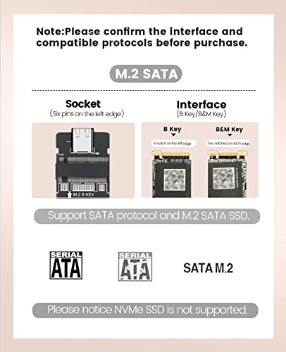 Image of ORICO Upgraded Aluminum USB C to M.2 SATA SSD Enclosure 6Gbps USB3.2 /3.1 Gen1 USB-C External SSD Adapter,Support UASP Trim only for M2 SATA 2230 /2242 /2260 /2280 SSD with B Key /B+M Key- M221-Golden