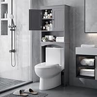 GIANTEX Toiletrek, wasmachinerek, 3 niveaus, badkamerrek met 4 GIANTEX Toiletrek, wasmachinerek, 3 niveaus, badkamerrek met 4