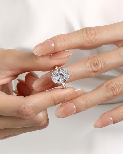 8CT Big Oval Engagement Ring,Oval Cut Rings for Women,D-Color VVS Big CZ Promise Ring in S925 Sterling Silver4