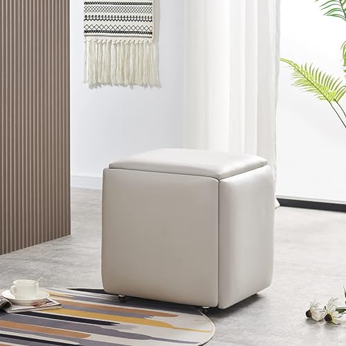 Chaise ottomane empilable : solution manque de place avec 5 poufs cubes sur roulettes