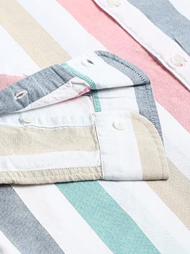 Image of Dennis Lingo Men's Striped Slim Fit Oxford Cotton Casual Shirt with Spread Collar & Full Sleeves