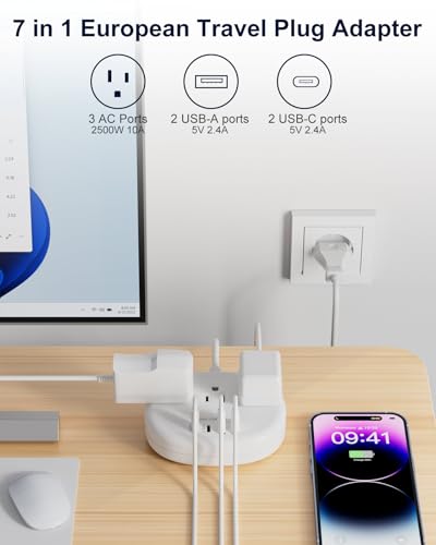 Adaptateur de prise de voyage européen, rallonge européenne 3 pieds – Image 6