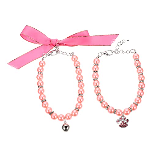 CIYODO 2 Piezas Collar De Gato Mascotas Cadenas Etiqueta Gatito Nombre Equipo Decoración Criar Aseo con Cachorro Forma Arriba para Oro Hola Perros Collar Perro Pequeño Rosa Paño