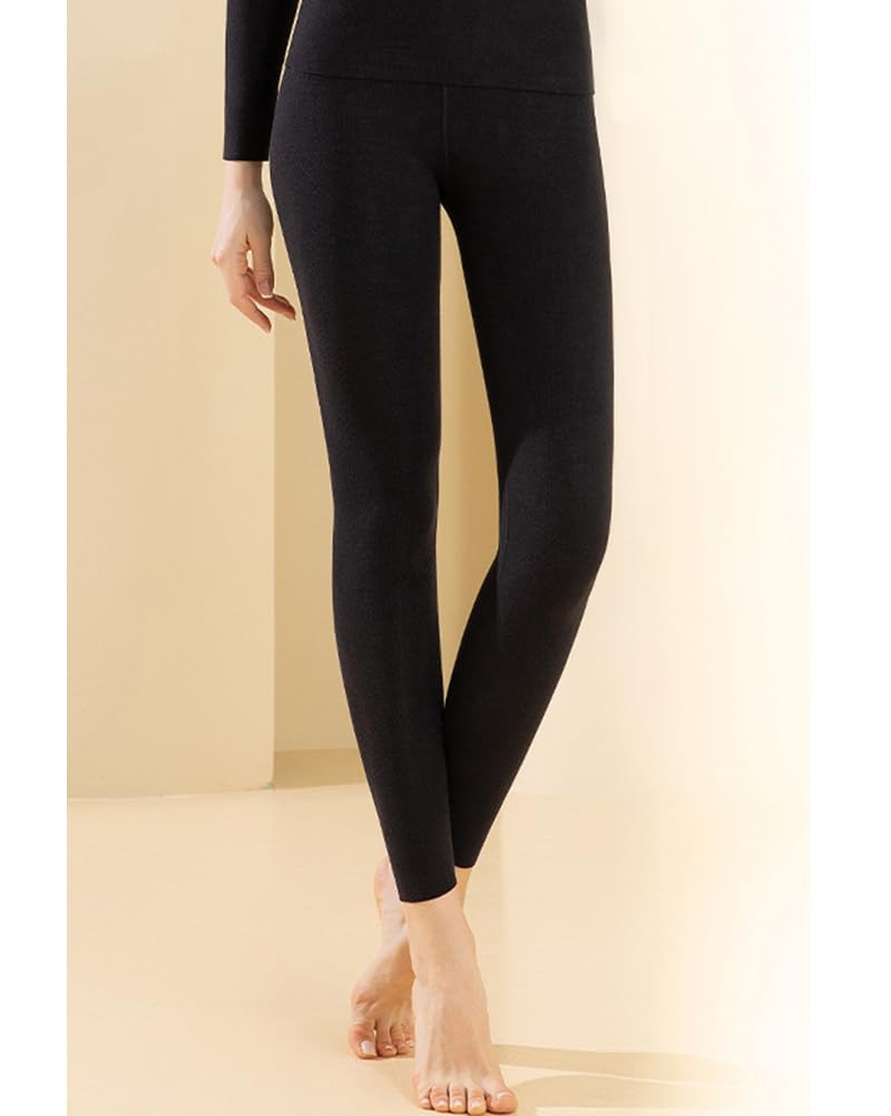 GUOCU Donna Intimo Termico Leggero Calore e Spessore Morbido Maglia a Maniche Lunghe con Scollo Rotondo e Calzamaglia Lunga Leggings Sottili ed Elasticizzati