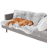 Furhaven XL Waterproof Calming Plush Long Faux Fur & Velvet Dog Blanket, Washable - Mist Gray, Extra Large