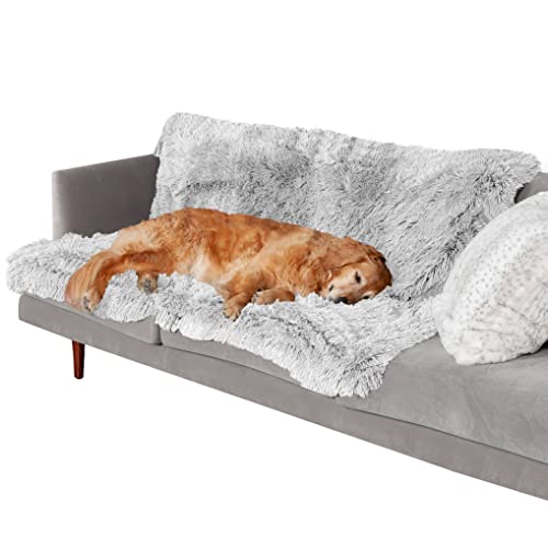 Furhaven Waterproof Throw Blanket for Dogs & Indoor Cats, Washable - Shaggy Plush Calming Long Faux Fur & Velvet Dog Blanket - Mist Gray, XL by Furhaven - Used condition - US$28.42
