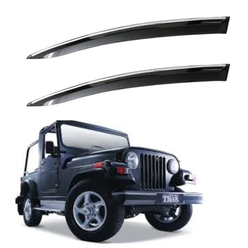 Image of CAR SAAZ Non-Breakable Smoke Door Visor for Thar Type 1(2010-2019)| Sun, Rain Wind Deflector | Strip Side Door Rain Visor - Set of 2 Pcs