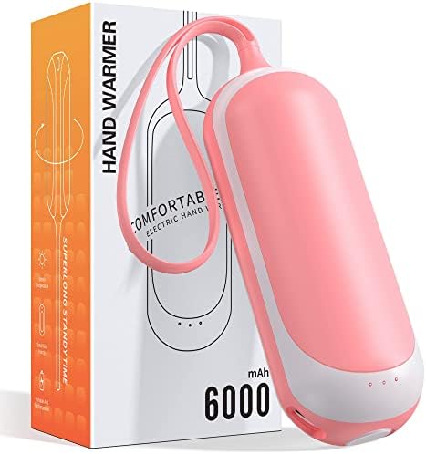 Hand Warmers Rechargeable, 3S Fast Heating 6000mAh 10h long Lasting heating Reusable Pocket Heater, Portable Electric Hand Warmer, Perfect for Outdoors/Hunting/Camping/Warm Gifts