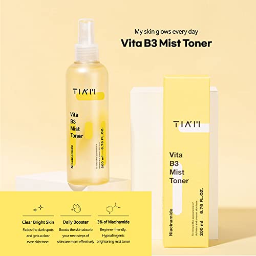 Tiam Vita B3 Mist Toner With Niacinamide, Tranexamic Acid, And Vitamin C For All Skin Types, Facial Mist That Hydrates, Refreshes & Brightens, 6.76 Fl.oz. / 200Ml #TOP3