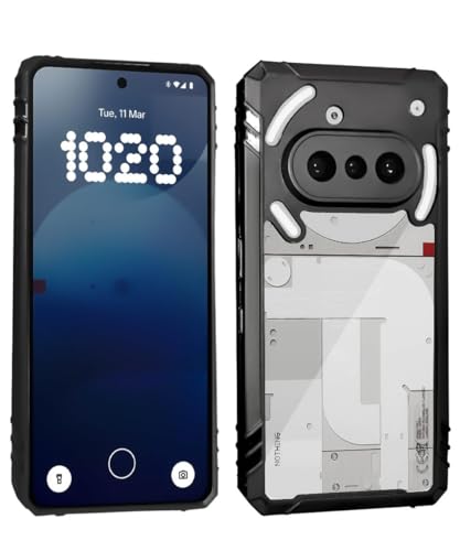 Image of WOW IMAGINE Shock Proof Transparent Hybrid Clear Protective Back Case for Nothing Phone 3a 5G - AirEDGE Technology | 360 Degree Camera Protection | - Black - Polycarbonate;Thermoplastic Polyurethane