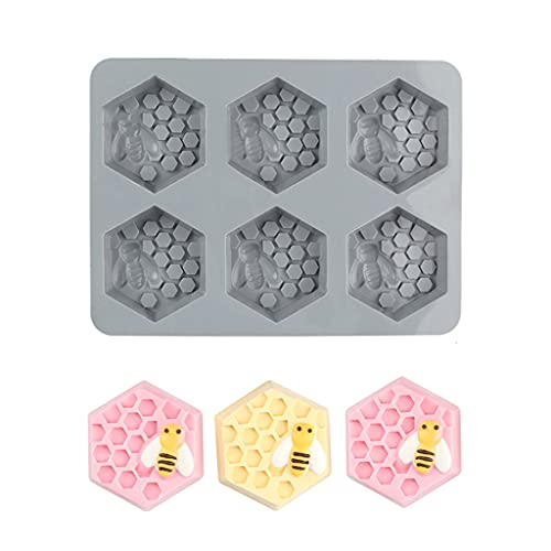 fhda 6 Cavity Honeycomb Silicone Molde para Hornear, Torta Nonk Hornking Supplies, para Pudding Bread Mousse Horno Cocina Moldes de panadería Liso (Color : Gris, tamaño : 9.6x7.2x0.9 Inch)