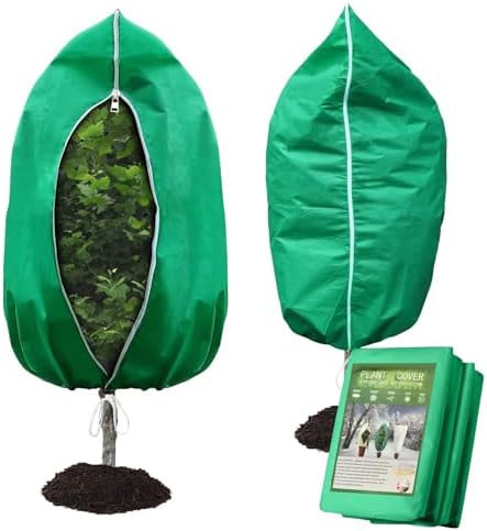 Plant Covers Freeze Protection – 4 Pack 71"x48" Extra Large Frost Blankets for Outdoor Plants, 2.8oz/yd² Heavy-Duty Tree Covers with Zipper & Drawstring – Reusable Winter Plant Freeze Cloth