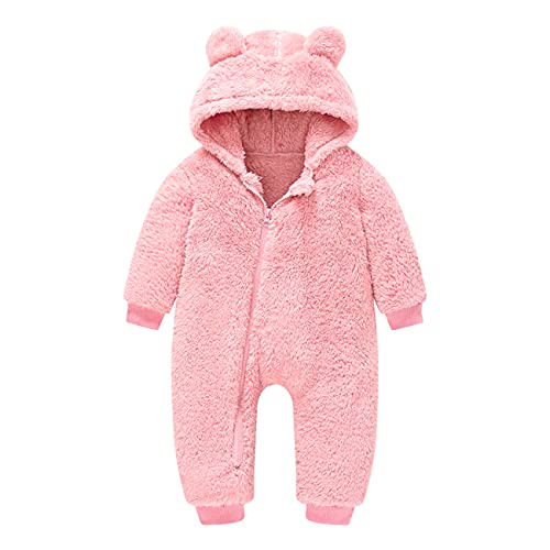 Image of Mokitoni Baby Fleece Jumpsuits Infant Bear Ear Snowsuit Newborn Hooded Romper Warm Coat
