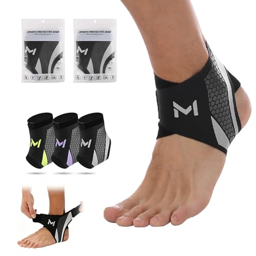 HocoWariy 2 PCS Ankle Braces for Men & Women - Adjustable Lace up Ankle Brace for Sprained Plantar Fasciitis & Tendonitis Support Strong Ankle Stabilizer for Sports Running Daily Use (2 Gray)