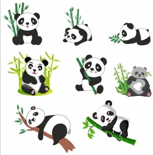 S.M. Prints Cute Baby Panda Tree Switch Board Wall Sticker Switch Panel Sticker for Home Decor (8 Pcs) PVC Vinyl Sticker