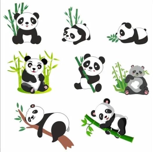 S.M. Prints Cute Baby Panda Tree Switch Board Wall Sticker Switch Panel Sticker for Home Decor (8 Pcs) PVC Vinyl Sticker