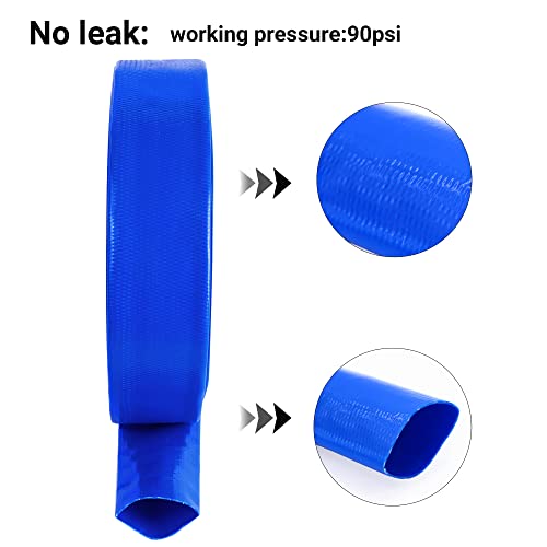 Geowaky 3" x 50 FT Pool Backwash Hose, Blue Heavy Duty Reinforced PVC Lay Flat Water Discharge Hose for Swimming Pool Filter Pump,with 2 Clamp by Geowaky - Used condition - Image 4
