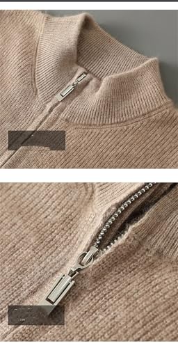 Men's Business Casual Long Sleeve Loose Cashmere Zipper Cardigan Sweater2