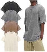 Arssm Oversized Tshirts for Men Acid Wash Loose Fit Vintage Cotton Heavyweight T Shirts Baggy Tees