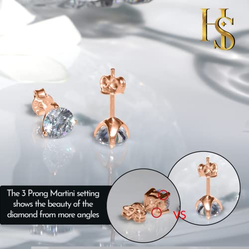 Image of HIGHSPARK 925 Silver inchSparkling Martini inch Solitaire Earrings | 92.5 Sterling Silver and Diamond like Brilliance Sparkling Zirconia | Lovely Gift