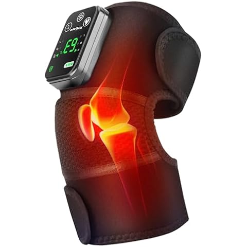 Cordless Knee Massager with Heat and Vibration, Knee Heating Pad for Knee, Heated Knee Brace, Heated Knee Massager, Heated Knee Wrap, Electric Knee Massage Black 1 Pack