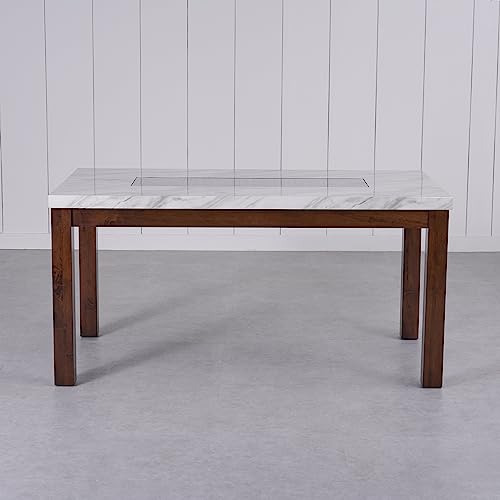 Image of Home Centre | Harmony | Faux Marble Top | 6 Seater Tables | White | 1 Year Warranty