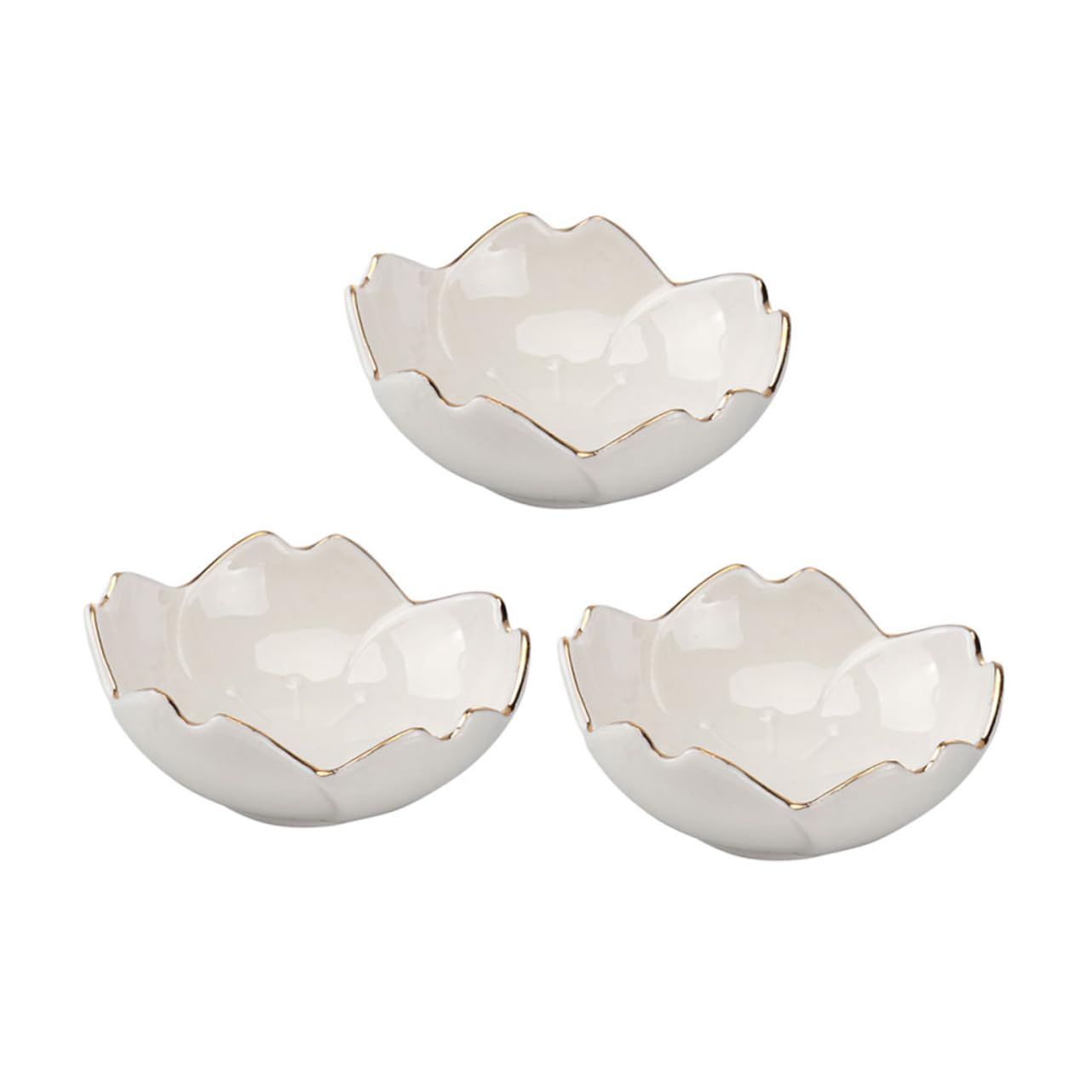 Wakauto Elegant Condiment Dish Ceramic Sauce Bowl Cherry Blossom Design 3pcs Set