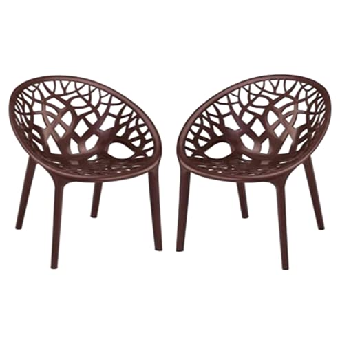 Image of SkyGlamour Crystal PP Oversized Designer Plastic Chair for Home, Garden, Balcony| Indoor&Outdoor Use | Color: Weather Brown; Pack of 1
