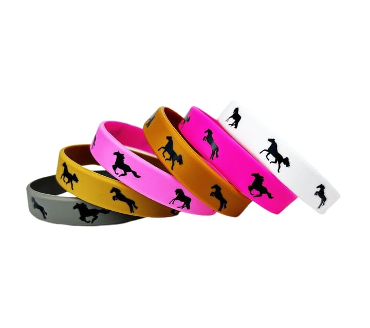 QRH 6PCS Horse Silicone Bracelets Colorful Horse Rubber Bracelets Derby Day Horse Wristbands Bracelets Derby Day Horse Racing Party Supplies