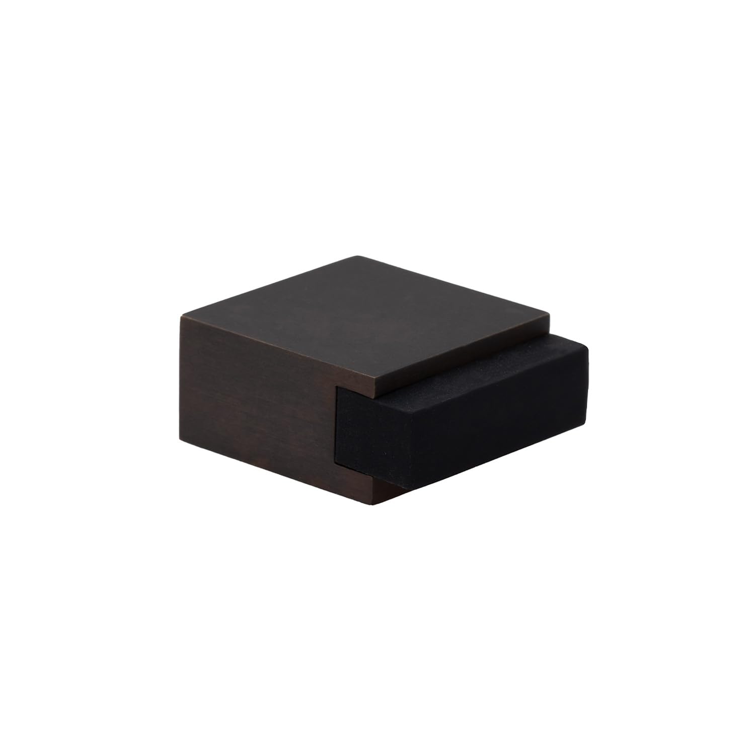EVI Herrajes | Floor Door Stop - Square Design | 25x14 mm | Brass Rustic - Black Rubber | Adhesive Mounting| I-197/14