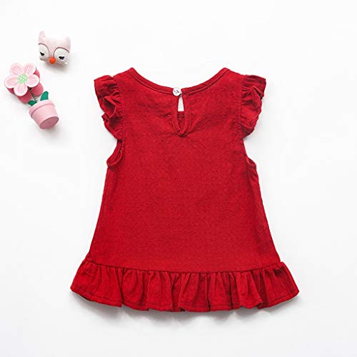 6M‐5Y Summer Girls Shirts Toddler Cute Solid Color Ruffle Fly Sleeve Flowy Shirts Beach Holiday Blouses Tees Top3