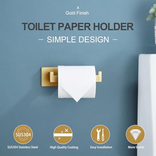 Image of KOKOSIRI Gold Toilet Paper Holder Toilet Roll Holder for Bathroom Kitchen Washroom T-304 Stainless Steel Wall Mounted, 2 Pack, B2003BG-P2