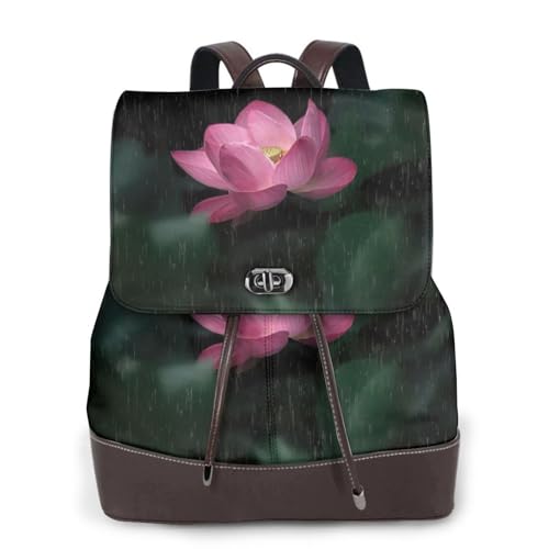 Sac à dos cuir imprimé lotus pour le campus, vos voyages et sorties décontractées