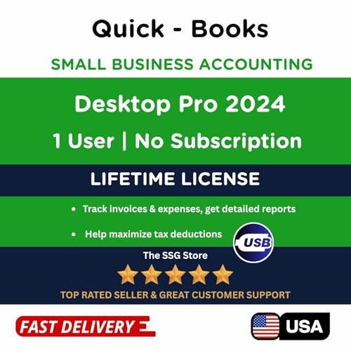 Quick-Books Desktop Pro 2024 Lifetime | 1-User | No Monthly Subscription | Small Business Financial Management for PC | 100% Money-Back Guarantee