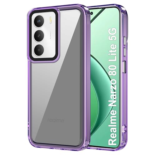 Image of Zapcase Back Case Cover for Realme Narzo 80 Lite 5G | Compatible for Realme Narzo 80 Lite 5G Back Cover | Case Cover with Camera Protection | (TPU + PC | Translucent Purple)