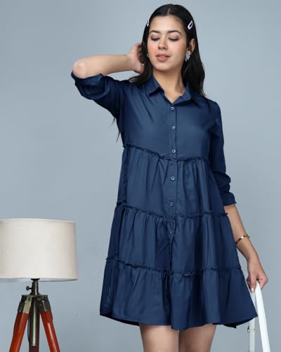 Image of Noble Monk Women's Slim Fit Full Sleeve Dress | One Piece Dress for Women